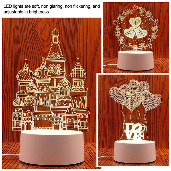 3D Illusion Night Light LED-valokylttilamppu 2 2 2