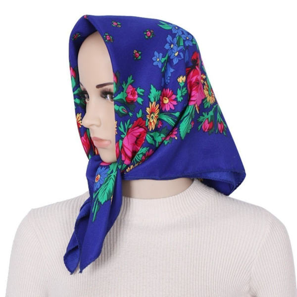 Rose Flower Print Head Scarf Printed Scarf Sjal SVART Black