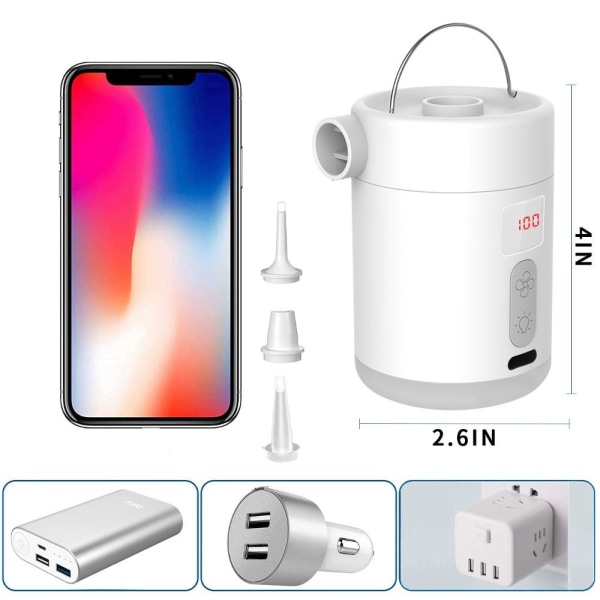 Elektrisk luftpumpe komprimert pose Elektrisk pumpe HVIT white