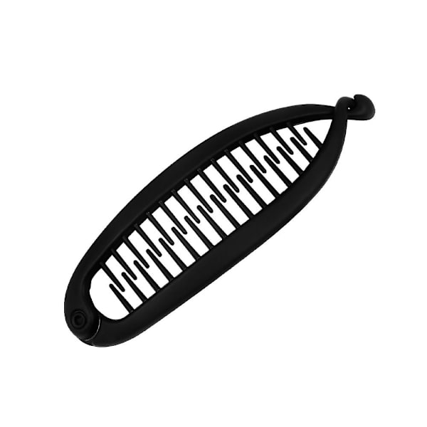 Fiskeformet hårnåle Hestehale Bananhårklemme SORT GLAT Black Smooth-Smooth