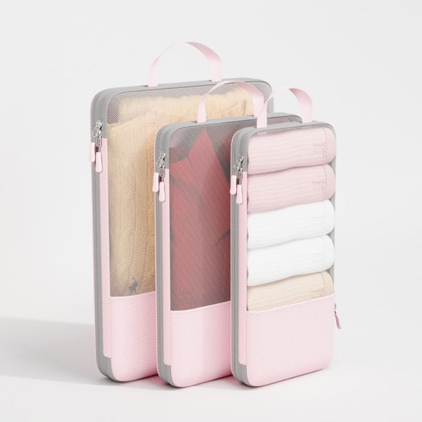 3 stk/sæt Rejsetaske Sammenfoldelig opbevaringstaske PINK pink