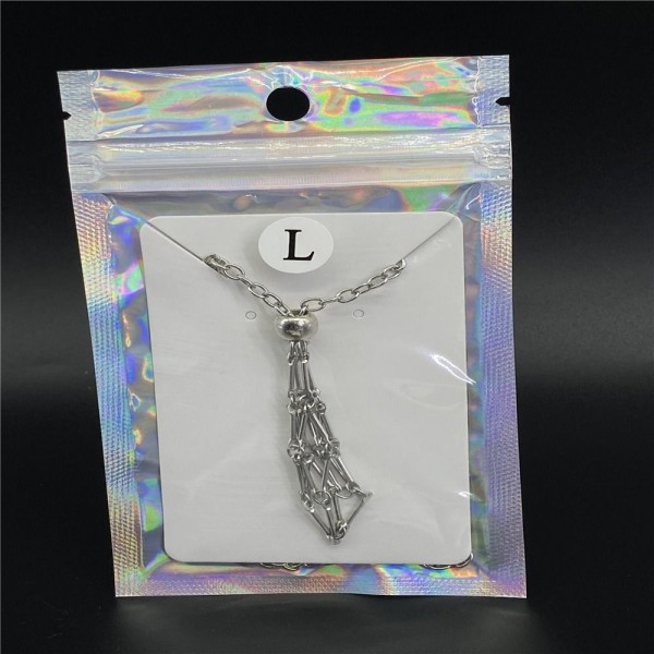 Crystal Holder Cage Necklace Crystal Net Metal Necklace BLACK S Black S