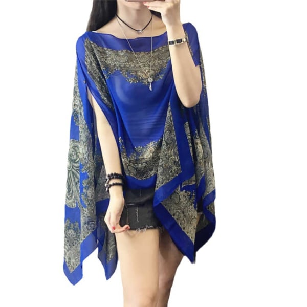 Beach Shawl Chiffon Bluse SORT&RØD Black&Red