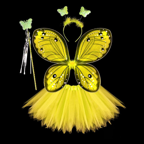 Lasten pukurekvisiitta Butterfly Wings setit KELTAINEN 4 KPL/ SET Yellow 4Pcs/set-4Pcs/set