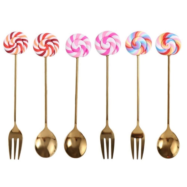 Lollipop Spoon Dessertsked GULD REGNBÅGE&SKEDEN REGNBÅGE&SKEDEN Gold Rainbow&Spoon-Rainbow&Spoon