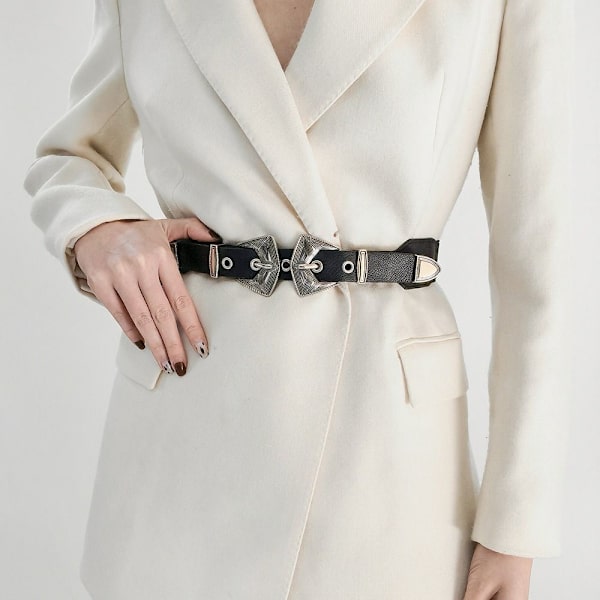 Läderbälte Elastiska Bälten SILVER LÄDER LÄDER Silver Leather-Leather