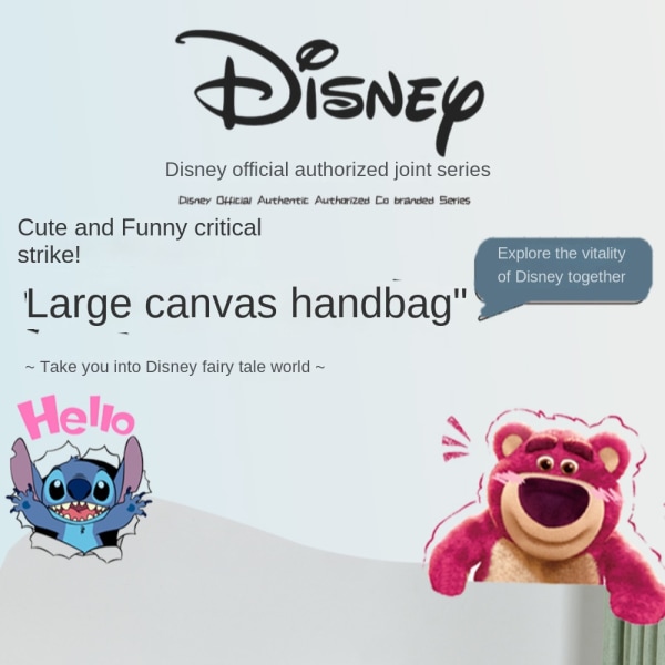 Stitch Canvas Bag Indkøbstaske JORDBÆR BJØRN B JORDBÆR