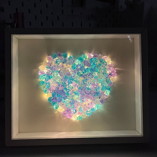 Håndlaget krystall fotorammesett DIY krystallrammesett BLÅ blue moon-moon