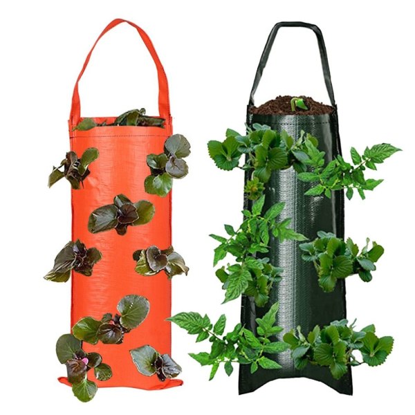 Plant Grow Bags Jordgubbsplanteringsbehållare GRÖN 8 HÅL 8 green 8 Holes-8 Holes