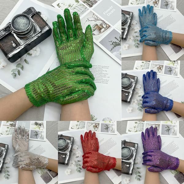 Paljetthandskar Rekvisita SILVER silver