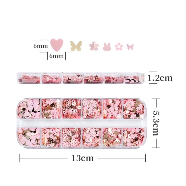 Nail Glitter Flakes Negle Pailletter 6 GRIDS - A 6 GRIDS - A 6 Grids - A