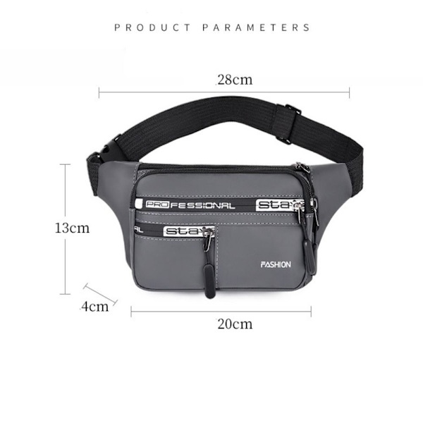 Outdoor Fanny Pack Sports Vedenpitävä Laukku HARMAA grey