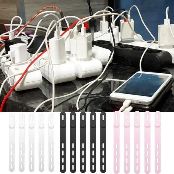 5 stk. kabelholder gummibånd SORT black