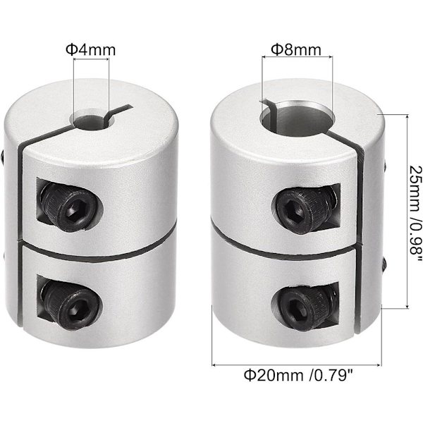 2 st skarvmotoranslutningar Klämkopplingar 8MM X 4MM 8MM X 8mm x 4mm
