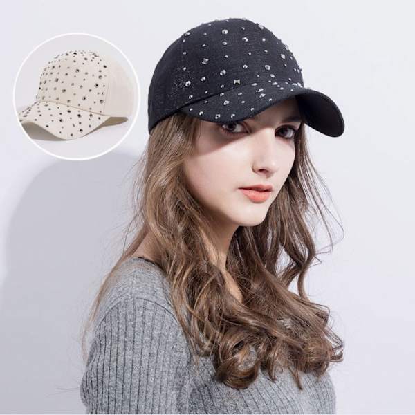 Rhinestone Baseball Caps Solhat GRÅ Grey