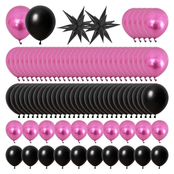 Hot Pink Black Balloon Arch Kit