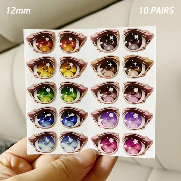 Cartoon Eyes Stickers Anime figurdukke 12MM 12MM 12mm