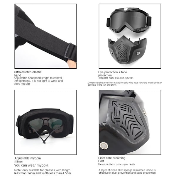 Motorcykel Goggles Off-Road Hjelm Goggles GRÅ gray
