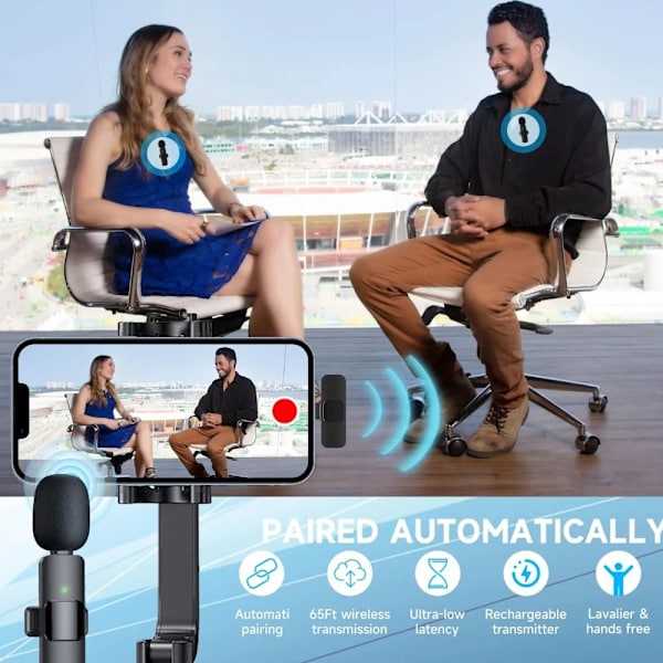 Trådløs Lavalier Mikrofon Mini Mic IOS 1TO2 IOS 1TO2 ios 1to2
