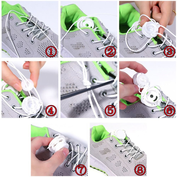Automatisk Buckle Rope No Tie Shoe Snørebånd SORT Black