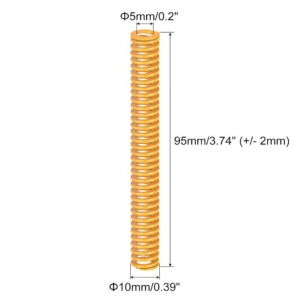 2 kpl 3D-tulostimen kevyitä puristusjousia 10x95mm