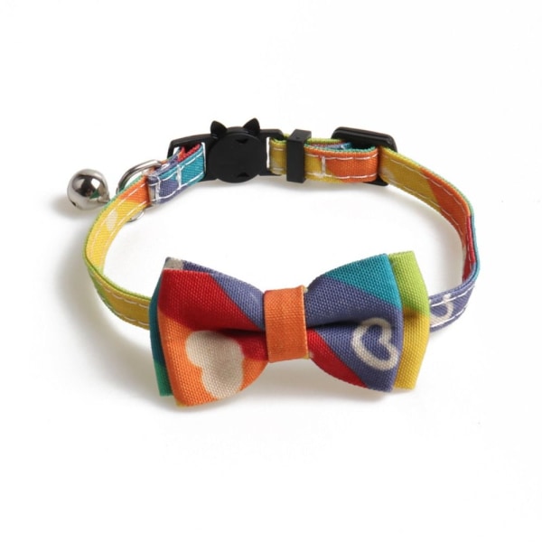 Rainbow Pet Bow Pet Collar med Bell Cat Safety Buckle