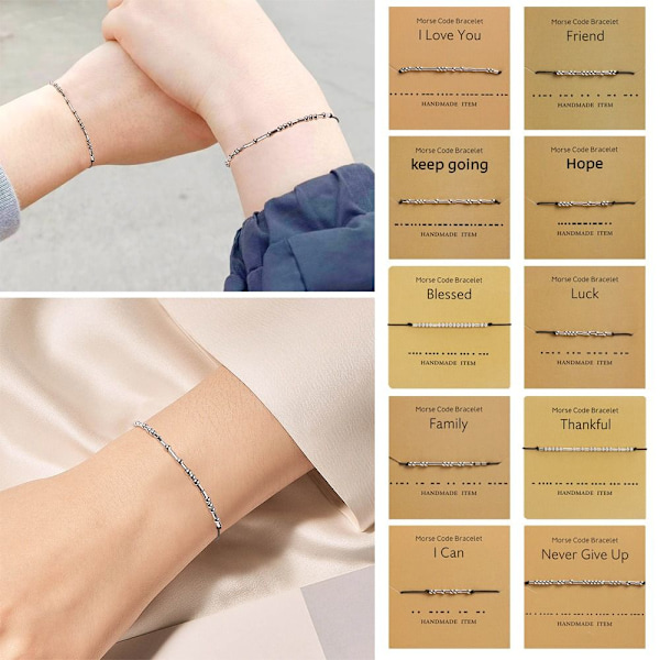 Morse Code Armbånd Perle Armbånd GIV ALDRIG OP GIV ALDRIG OP Never Give Up