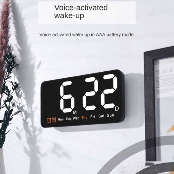 Elektronisk väggklocka Digital LED-klockor VIT white