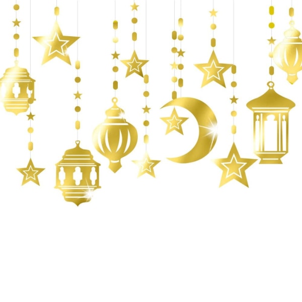 6 Stk/Pakke Eid Al-fitr fest Hengende Spiral Garland Eid Mubarak Gold