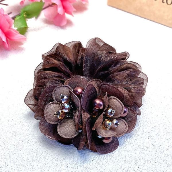 Blomster Hår Scrunchies Elastiske Hårbånd KAFFE Coffee