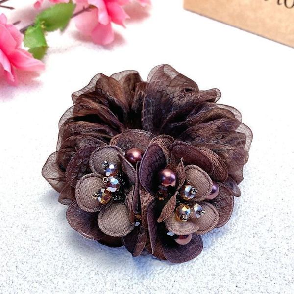 Flower Hair Scrunchies Elastiske hårbånd SVART Black