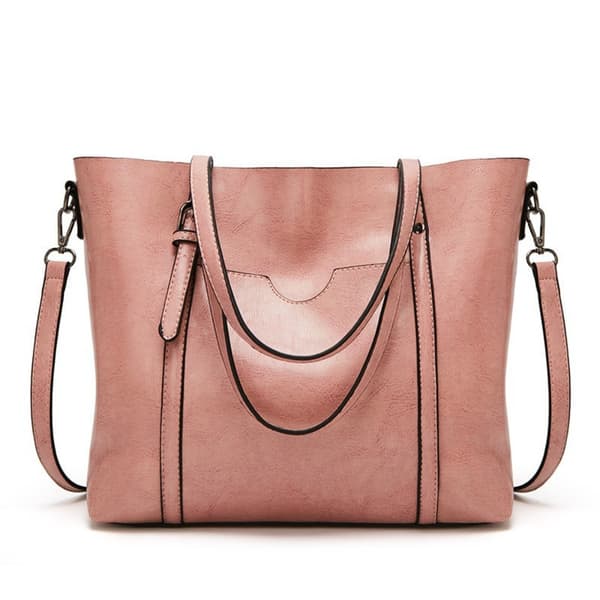 Minimalistisk Læder Håndtaske Shopper GRÅ Grey