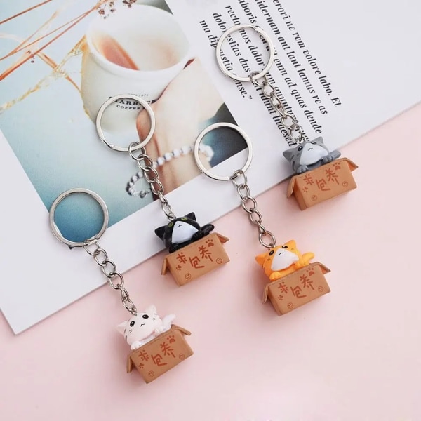 Little Cat Keychain Creative Bag Hänge VIT White