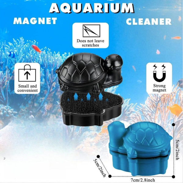 Skildpaddeformet Fisketank Magnetisk Børste Glas Rengøring Magnetisk SET