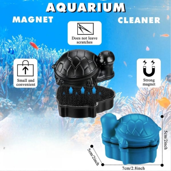 Sköldpaddsformad Fish Tank Magnetic Borste Glas Rengöring Magnetic SET