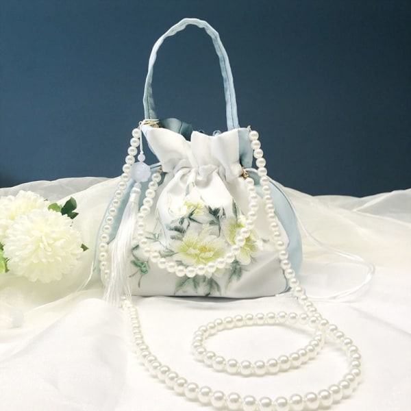 Brodert blomsterpose med snøring Godterioppbevaringspose 2 2 2