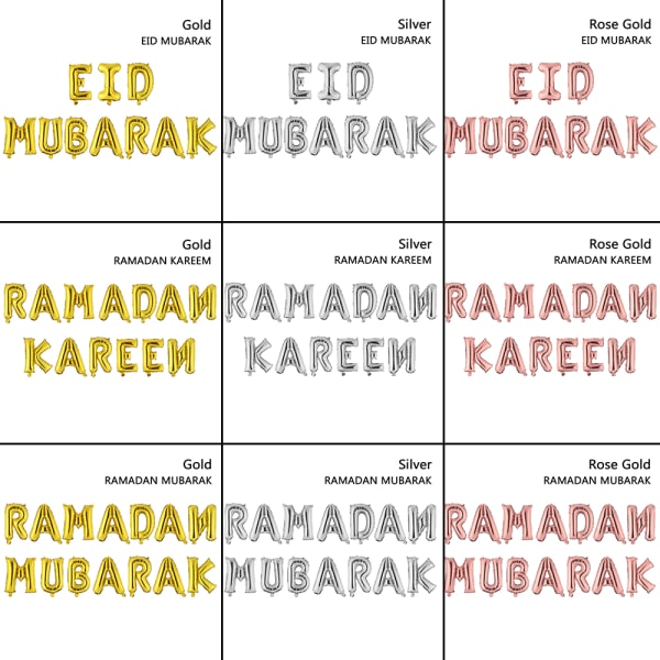 16 tommer Eid Mubarak RAMADAN MUBARAK GULD RAMADAN MUBARAK gold