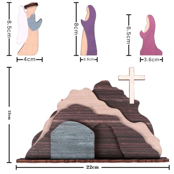 Pääsiäiskohtaus Koristeet Cross Resurrection Pääsiäinen ylösnousemus 22x15cm