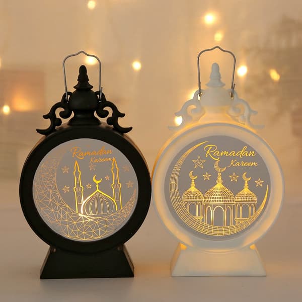 Ramadan Kareem LED Lanterne Ramadan Lys Lanterne SØLV silver