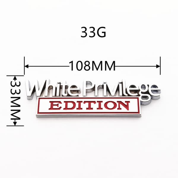 2 st White Privilege Edition Emblem 3D Metall Logotyp Bilmärke