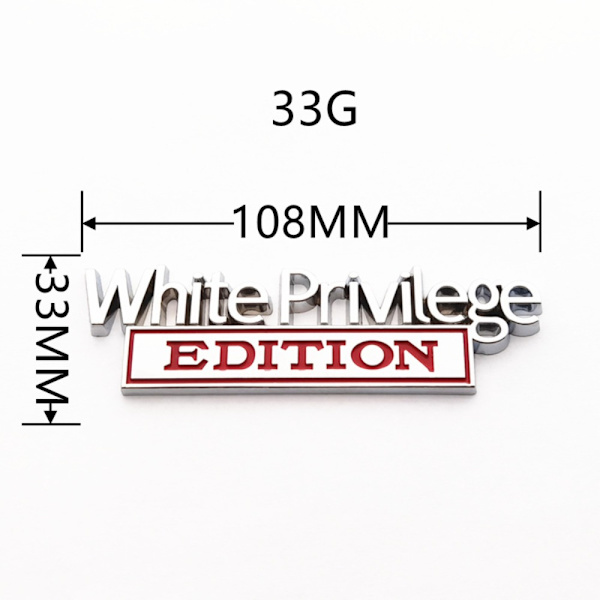 2 st White Privilege Edition emblem 3D metalllogotyp bilmärke