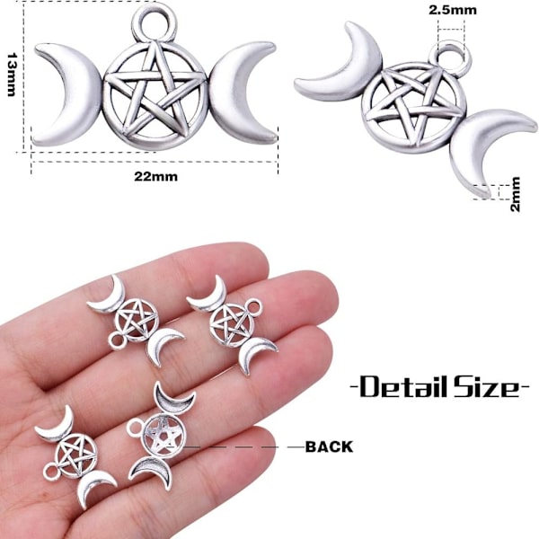 Moon Charms Antikke sølv Pentagram Pentagram Moon Charms