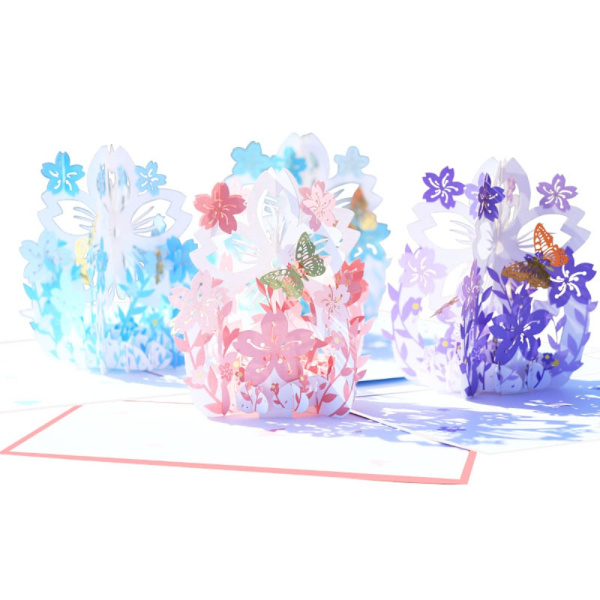 Käsintehty onnittelukortti 3D-paperilahjakortit VAALEENSININEN Light blue