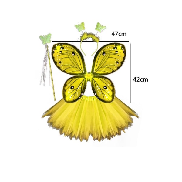 Lasten pukurekvisiitta Butterfly Wings setit KELTAINEN 3 KPL/ SET Yellow 3Pcs/set-3Pcs/set