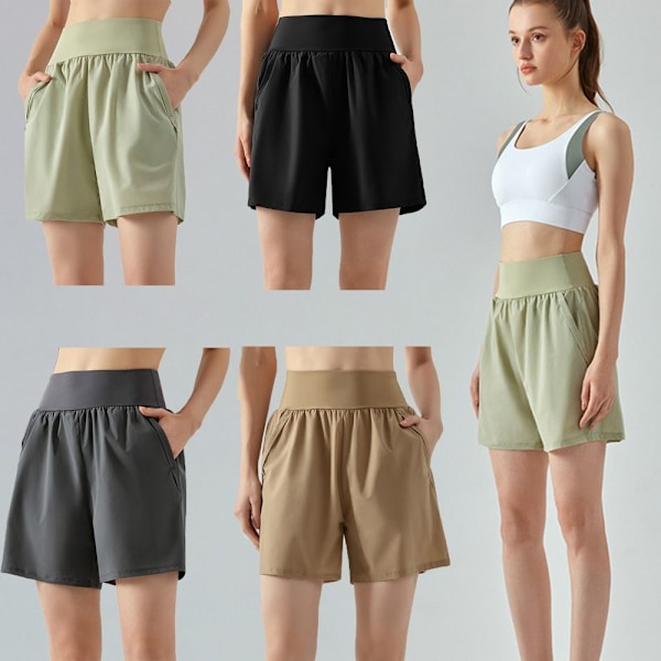 Joogashortsit Urheilushortsit KHAKI L khaki L