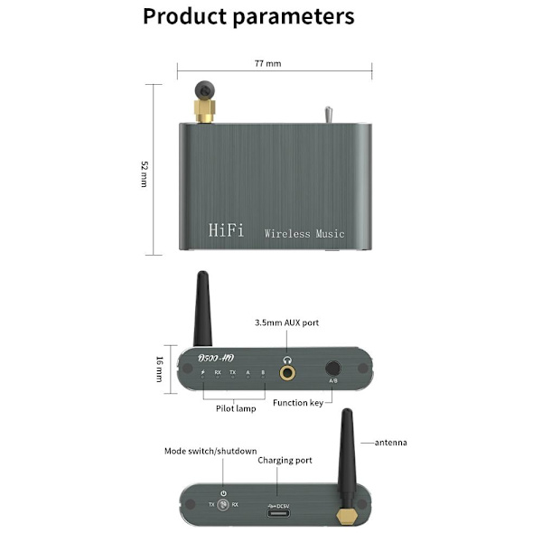 Bluetooth 5.3 Mottaker Sender Trådløs Lydadapter