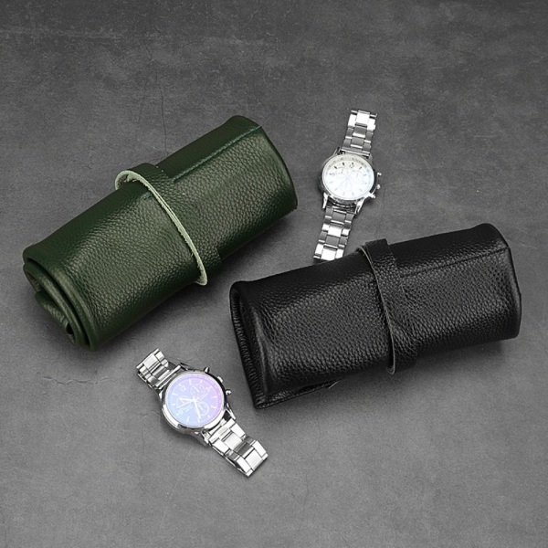 Watch Roll Case Äkta Läder Watch Box SVART black