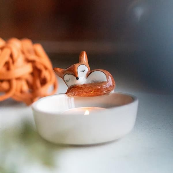 Sovende Ræve Lysestage Stage Tealys Lysestage