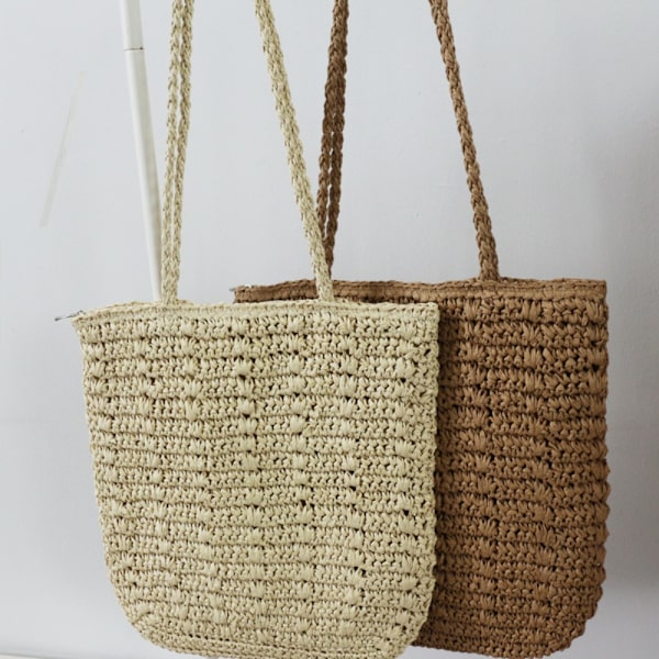 Classic Summer Woven Bag Dame Beach Shoulder Bag KHAKI khaki