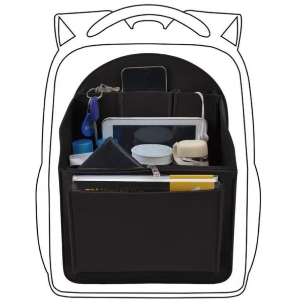 Ryggsäcksinsats liten väska Invändig resväska DARK GREY S dark grey S